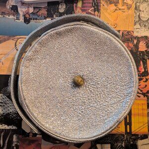 Metallic Silver Leather Canteen Purse